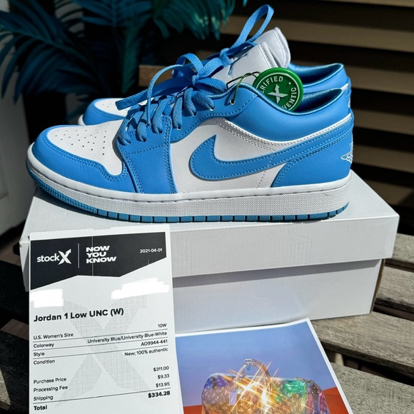 Nike Jordan 1 Low UNC (Womens) 2021 Sneakers - Picture 2 of 12